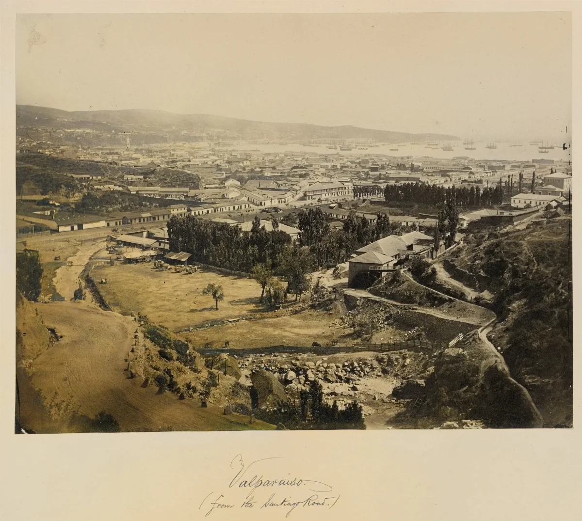 Valparaíso desde el camino a Santiago, 1860 — 1860 | Chile de Ayer