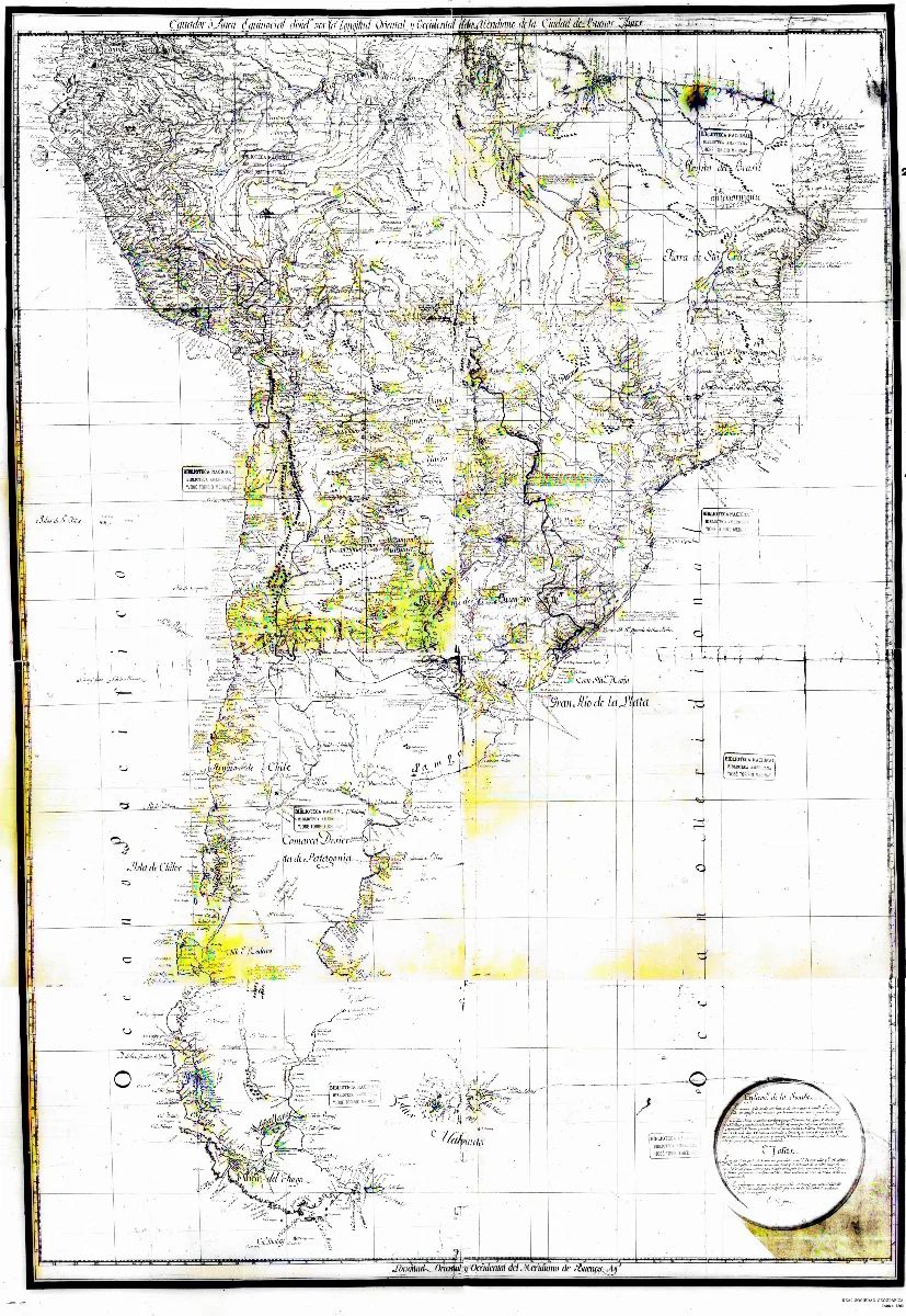 Mapa de la América del Sur, Agustín Ibáñez y Bojons, 1800 (Biblioteca Nacional de Chile) — Punta Arenas — 1800 | Chile de Ayer