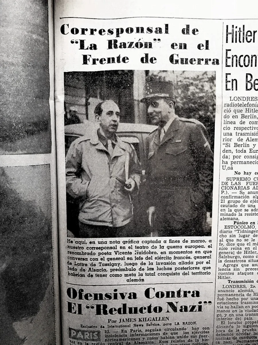 Vicente Huidobro como corresponsal en la Segunda Guerra Mundial — 1945 | Chile de Ayer