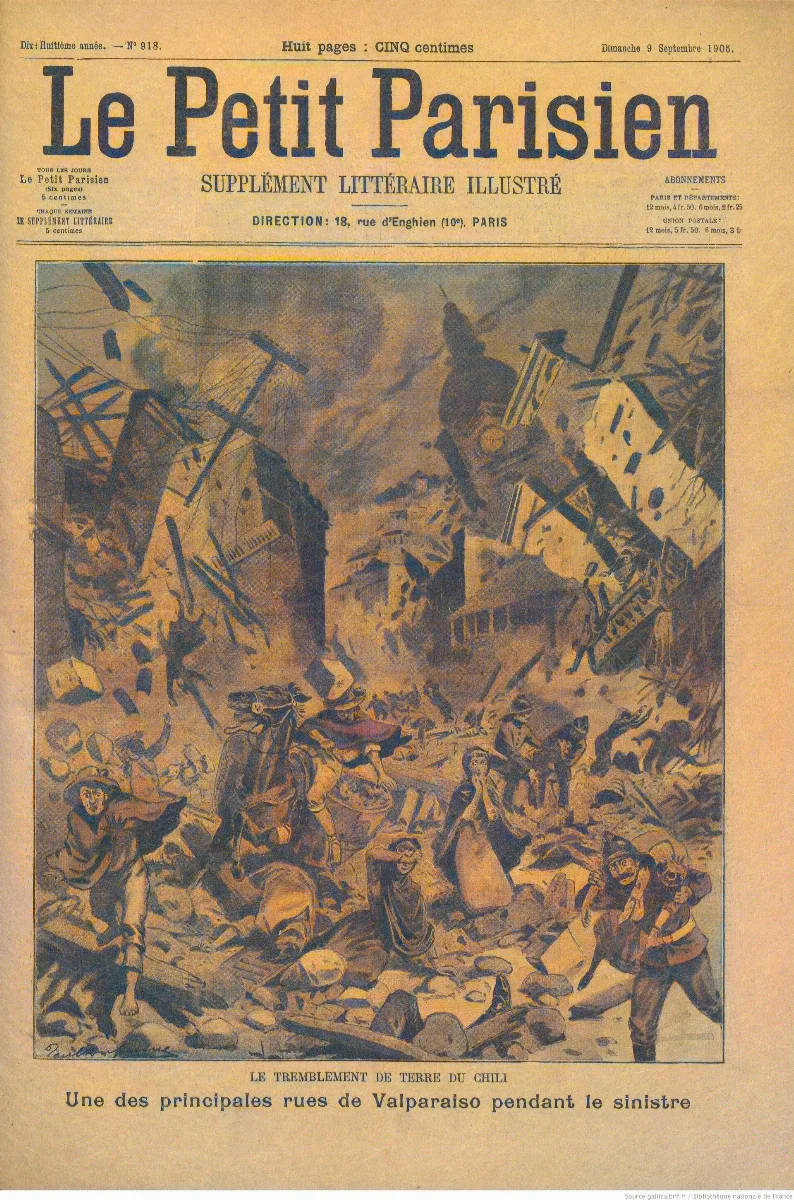 Calle principal de Valparaíso durante el terremoto de 1906 — aprox. 1906 | Chile de Ayer