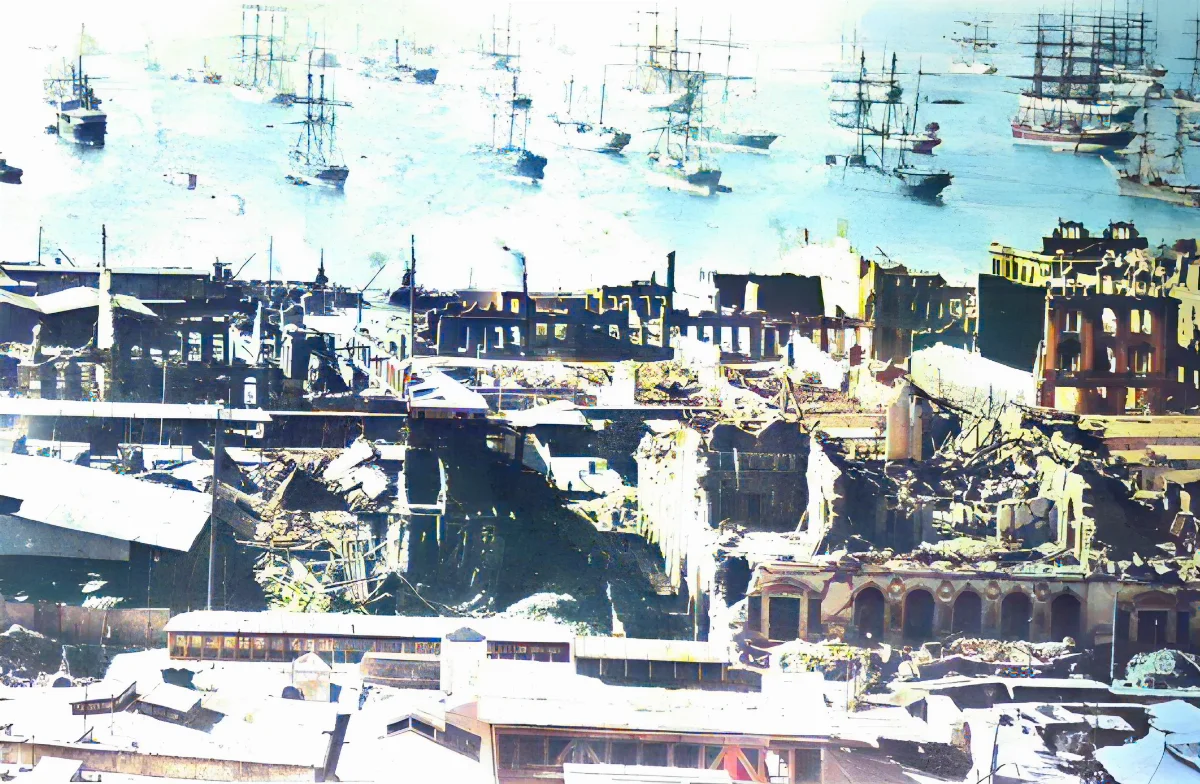 Panorámica luego del terremoto de 1906 en Valparaíso — aprox. 1906 | Chile de Ayer