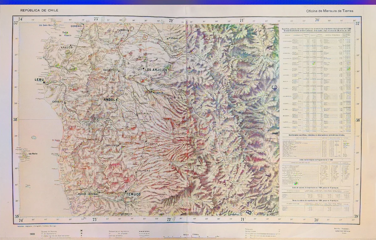 Mapa provincial del Atlas Centenario de Chile — aprox. 1911 | Chile de Ayer