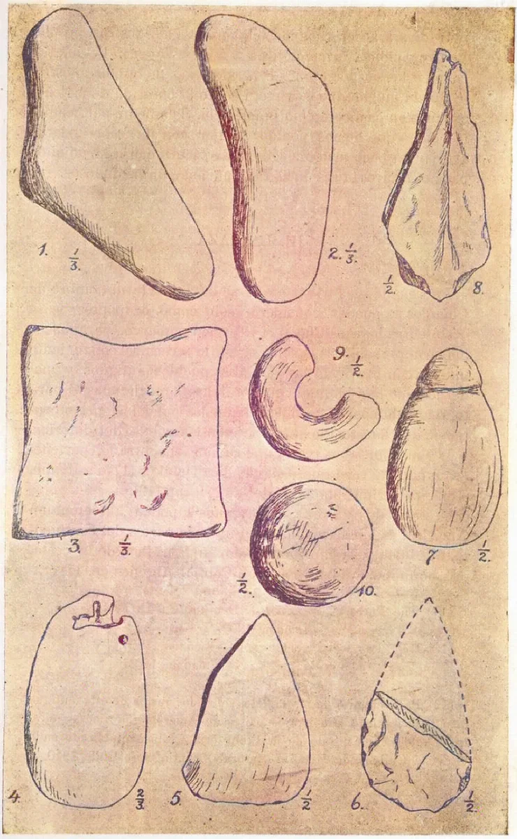 Objetos de piedra hallados cerca de La Serena — aprox. 1910 | Chile de Ayer