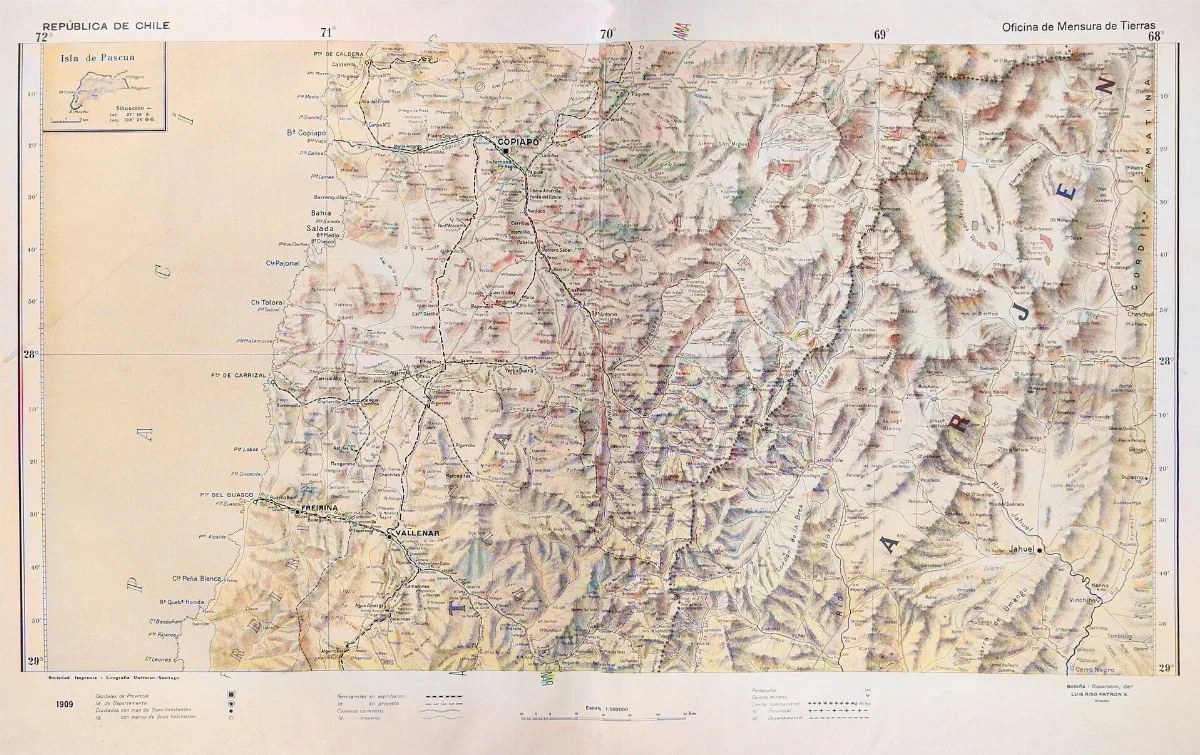 Mapa topográfico de Copiapó y región norte de Chile, 1911 — aprox. 1911 | Chile de Ayer