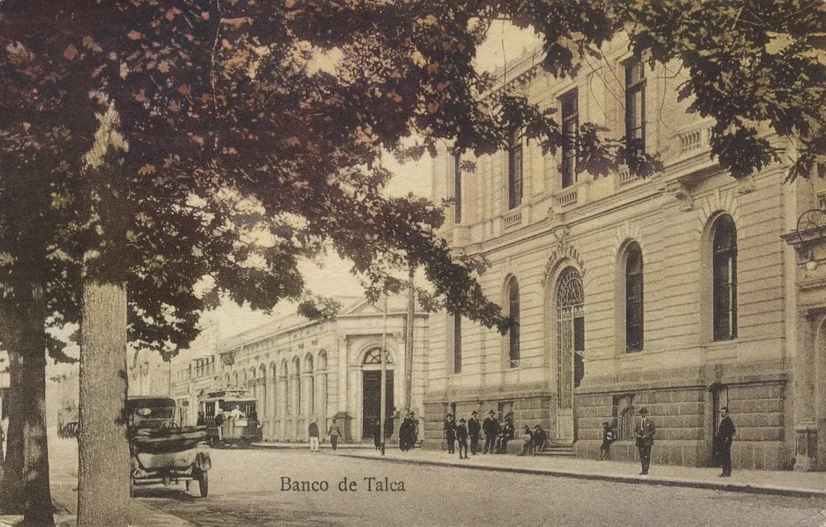 Banco de Talca antes del terremoto de 1928 — aprox. 1928 | Chile de Ayer