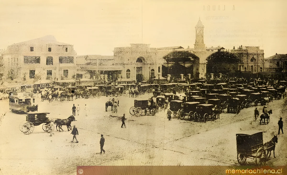Antiguo edificio de la Estación Central de Ferrocarriles del Estado — 1898 | Chile de Ayer