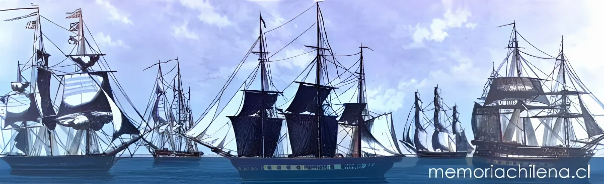 Barcos a vela, hacia 1800 — 1775 | Chile de Ayer