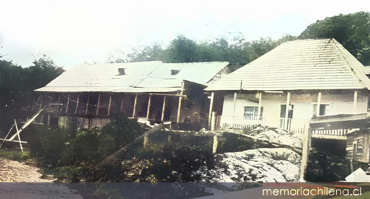 Casas en Puerto Bajo Pisagua, en la desembocadura del río Baker — 1928 | Chile de Ayer
