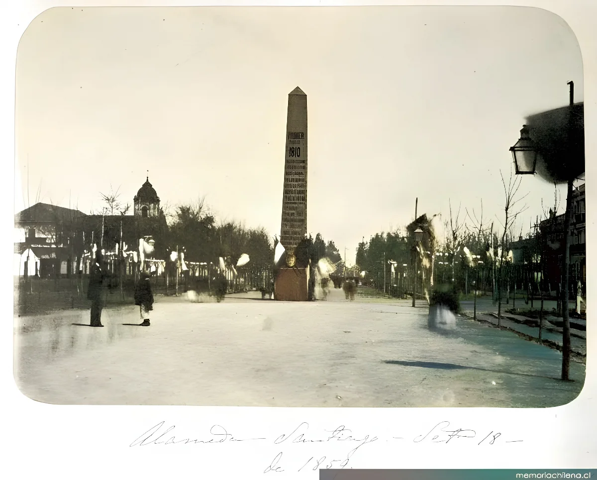 Celebración en la Alameda, 18 de septiembre de 1859 — 1859 | Chile de Ayer