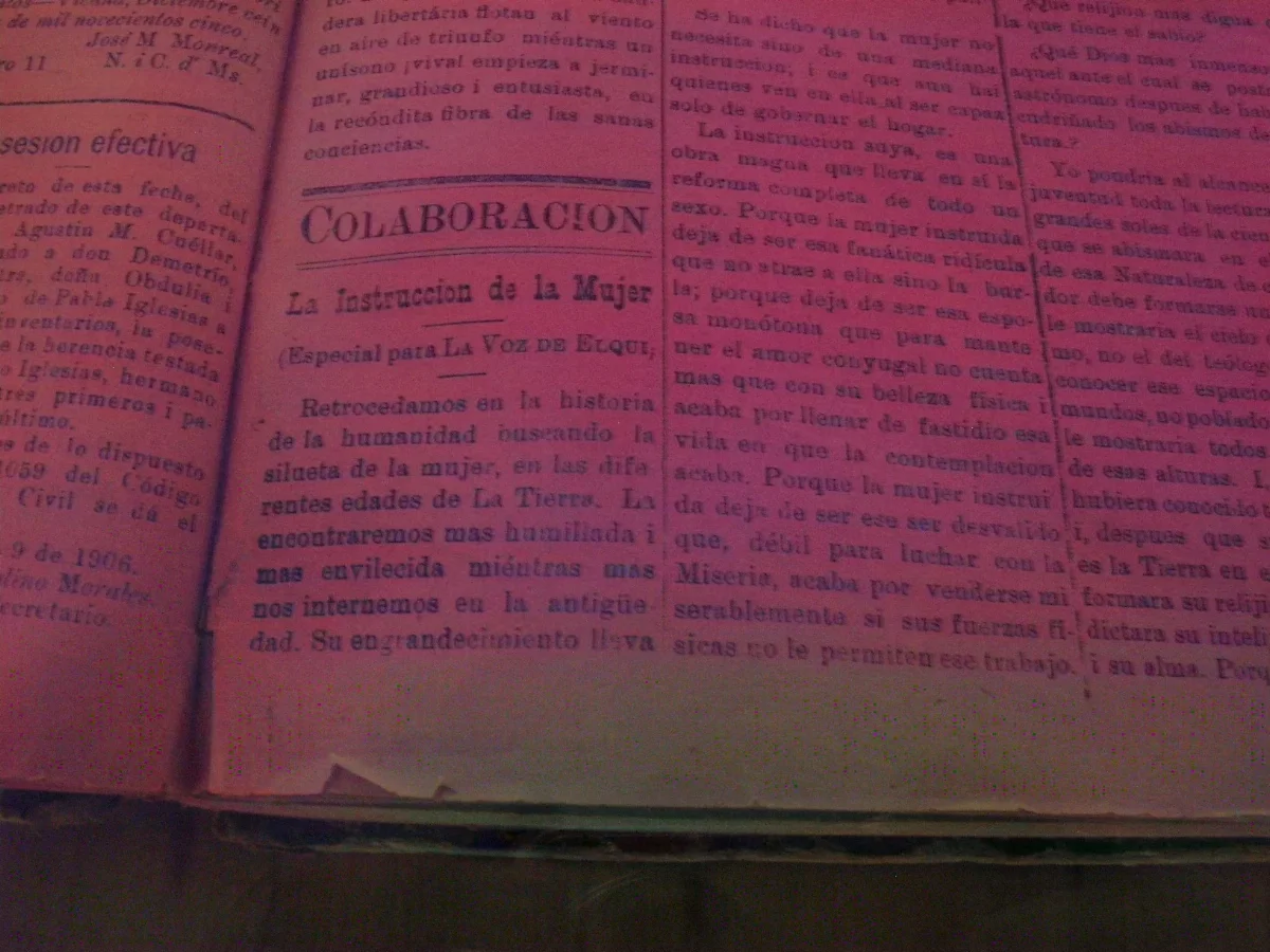 "La instrucción de la mujer" por Lucila Godoy Alcayaga, Vicuña, 1906 — aprox. 1906 | Chile de Ayer