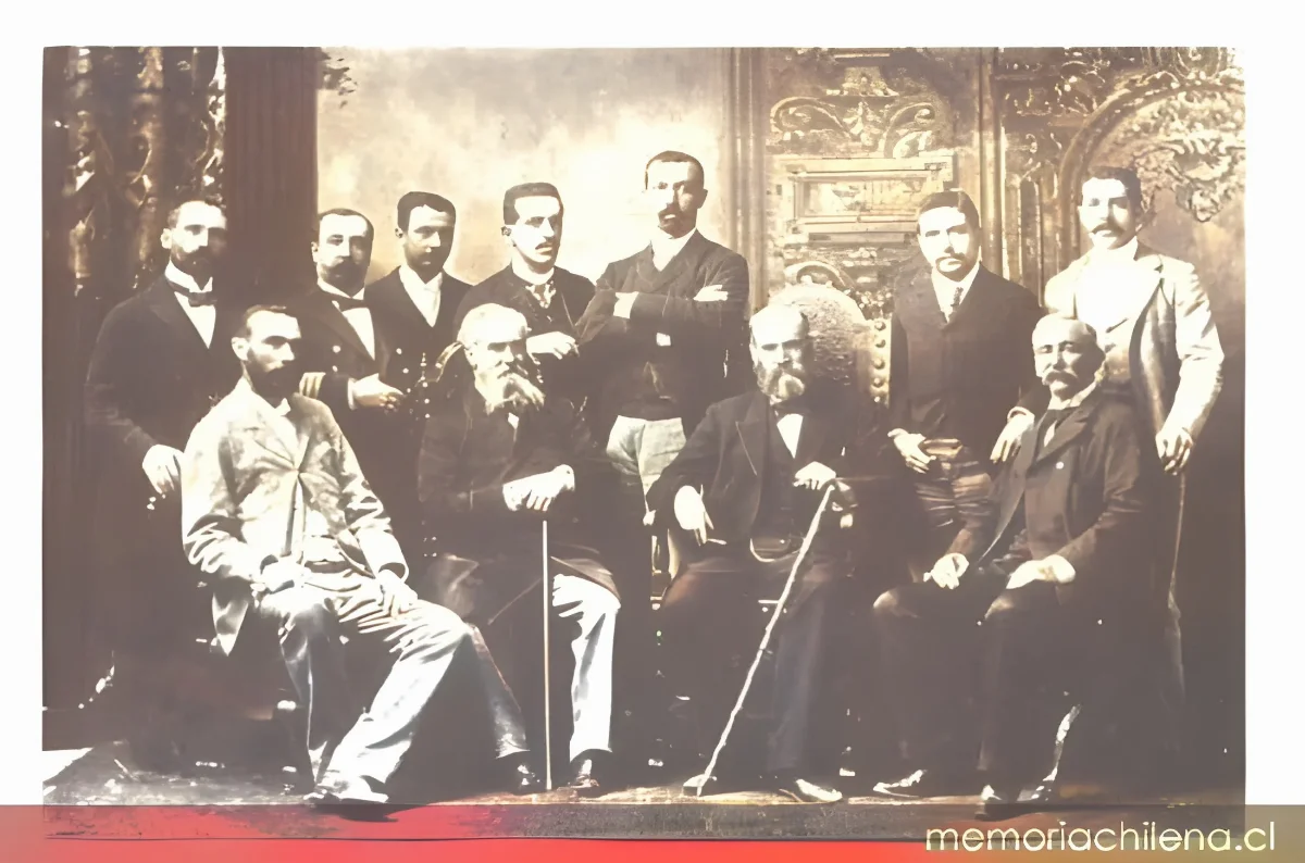 Diego Barros Arana, junto a un grupo de personas, 1894 — 1894 | Chile de Ayer