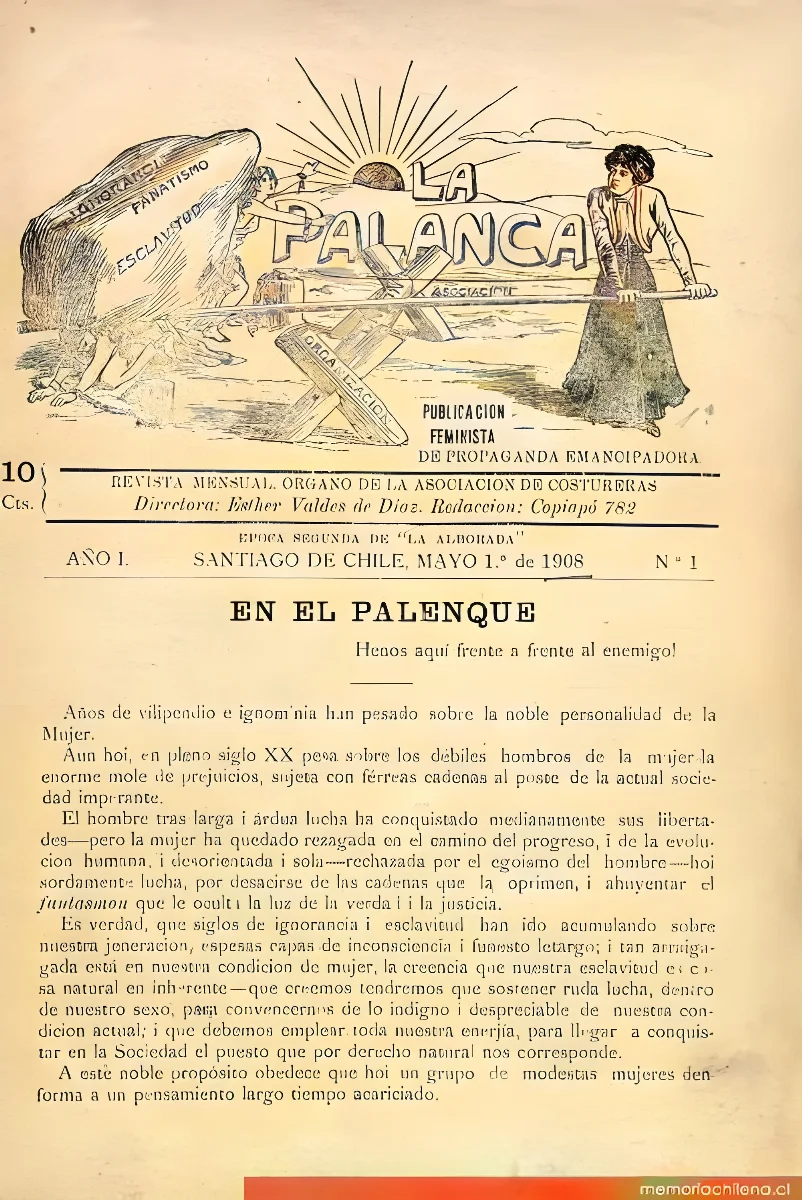 Publicación feminista de propaganda emancipadora
Época segunda de La Alborada — aprox. 1908 | Chile de Ayer