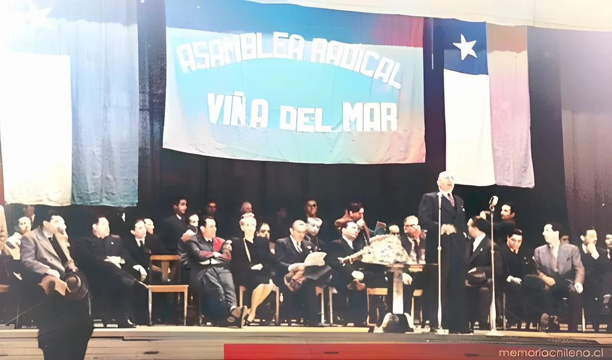 Gabriel González Videla en la Asamblea Radical, Viña del Mar, 1944 — 1944 | Chile de Ayer
