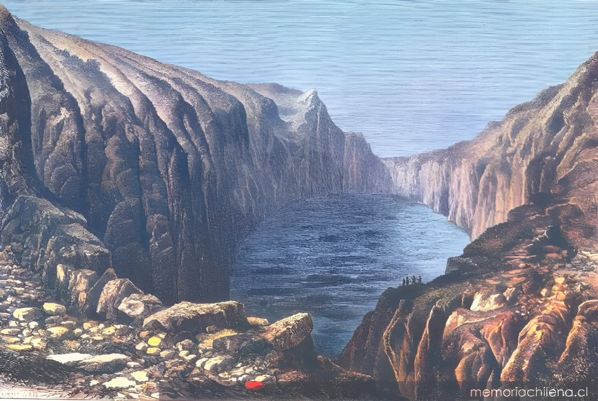 Cráter del volcán Rano Raraku — 1888 | Chile de Ayer