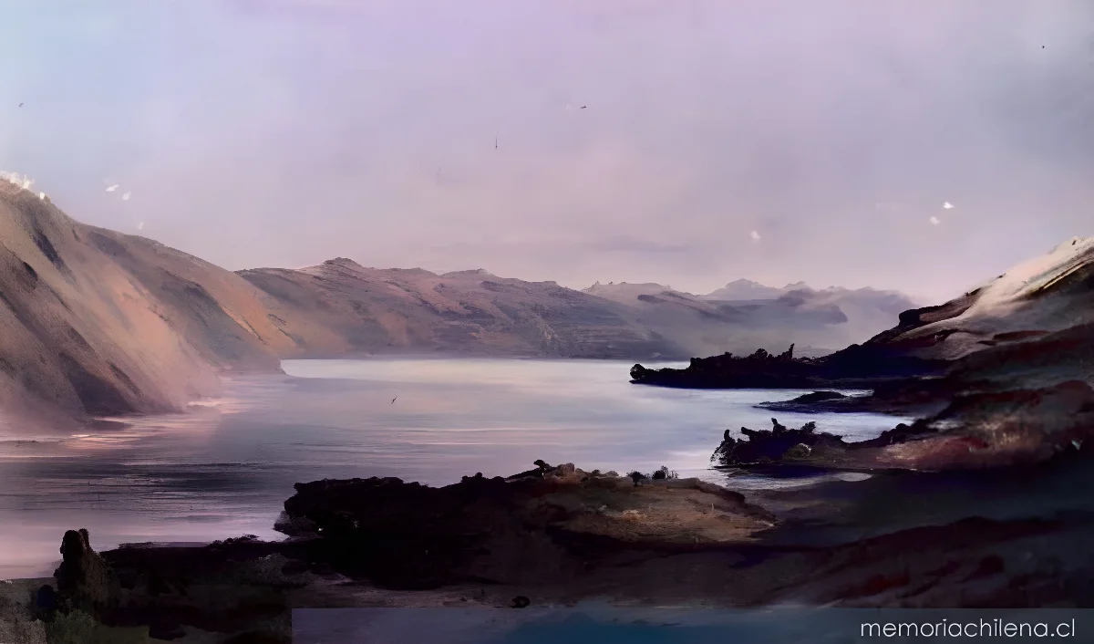 Laguna del Laja, al pie del Antuco, hacia 1850 — 1850 | Chile de Ayer