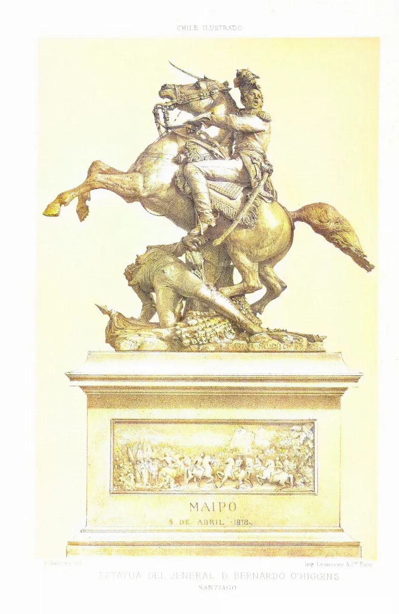 Santiago - Estatua del general Bernardo O'Higgins (1872) — 1872 | Chile de Ayer