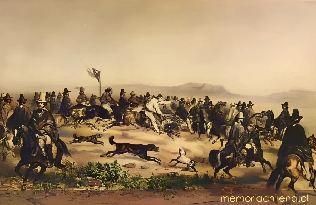 Carrera de caballos a la chilena, 1838 — 1838 | Chile de Ayer