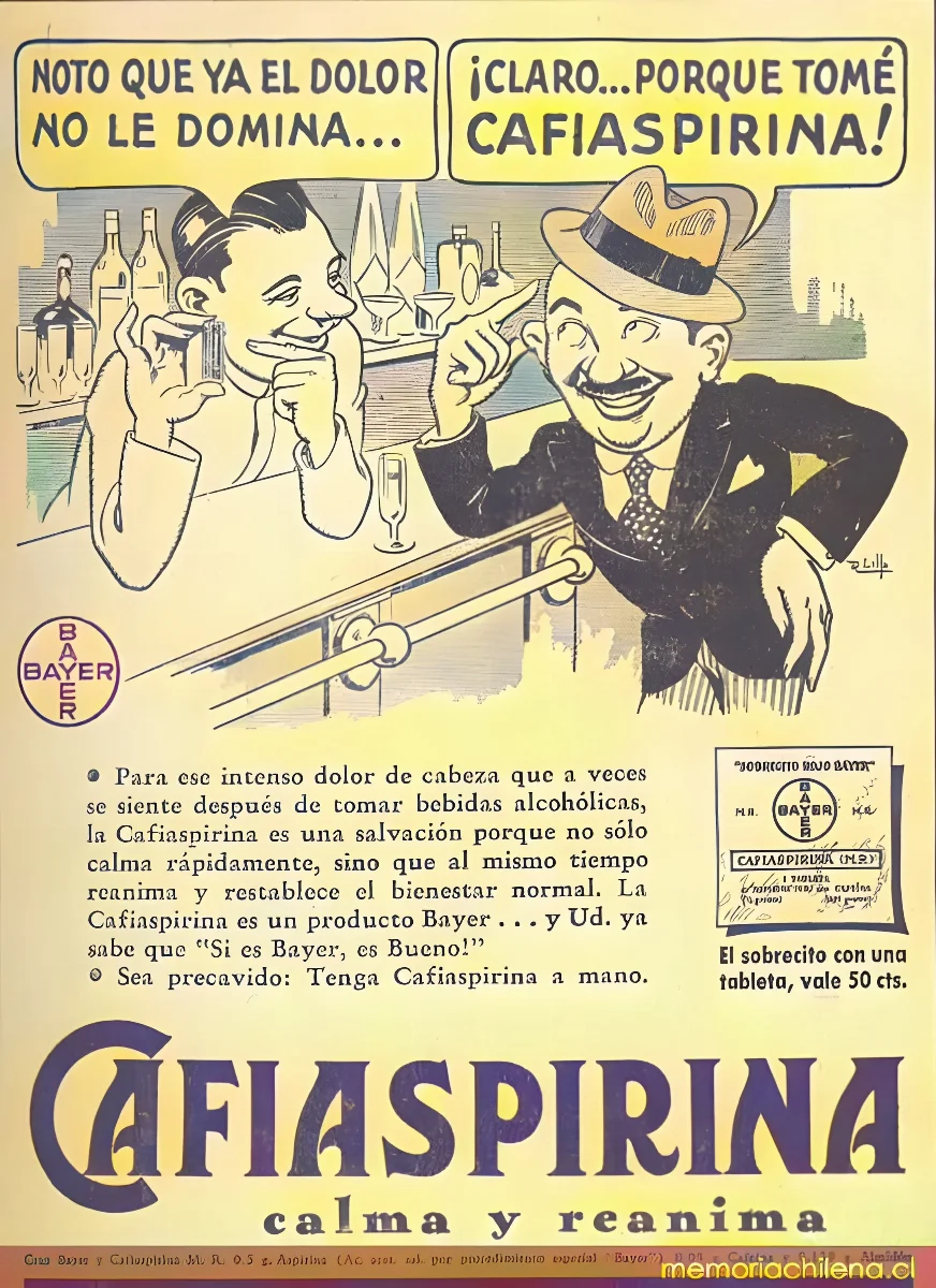 Cafiaspirina: calma y reanima — 1939 | Chile de Ayer