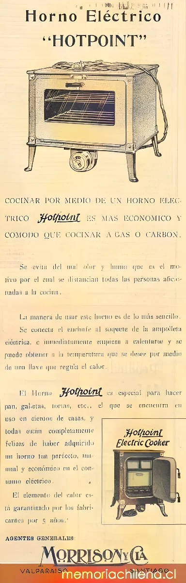 Horno eléctrico Hotpoint — 1916 | Chile de Ayer