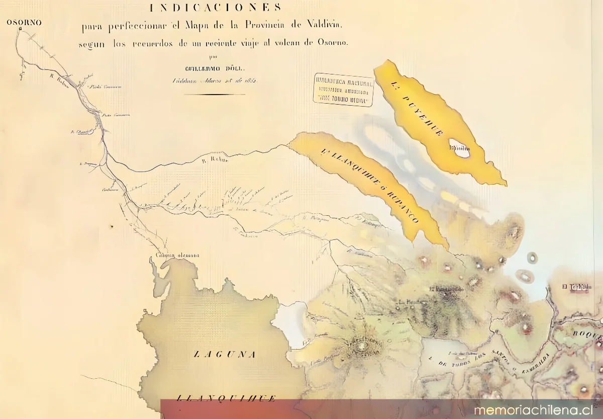 Indicaciones para perfeccionar el mapa de la provincia de Valdivia, según los recuerdos de un reciente viaje al volcán de Osorno, 1852 — 1852 | Chile de Ayer