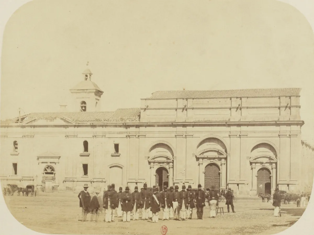 Catedral Metropolitana de Santiago vista desde la Plaza de Armas, circa 1860 — Plaza de Armas de Santiago — aprox. 1860 | Chile de Ayer