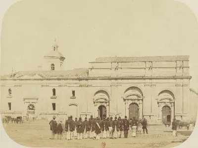 Catedral Metropolitana de Santiago vista desde la Plaza de Armas, circa 1860 — Plaza de Armas de Santiago — aprox. 1860 | Chile de Ayer