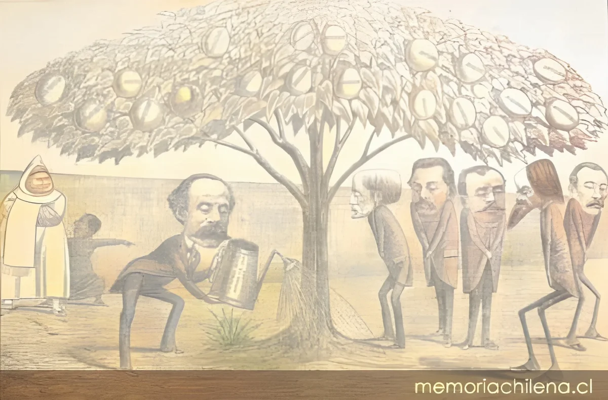 El presidente Balmaceda en el periódico Padre Padilla, hacia 1890 — 1890 | Chile de Ayer