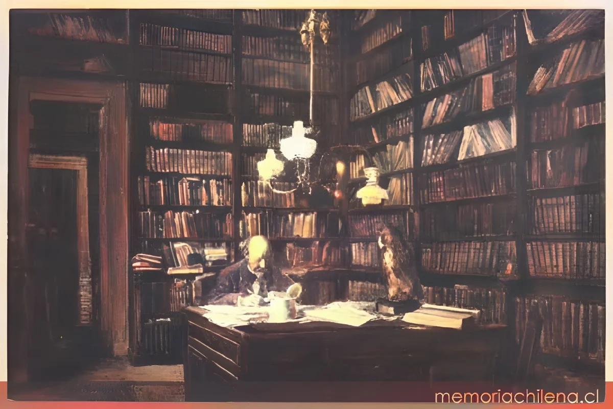José Toribio Medina en su estudio, hacia 1930 — 1930 | Chile de Ayer