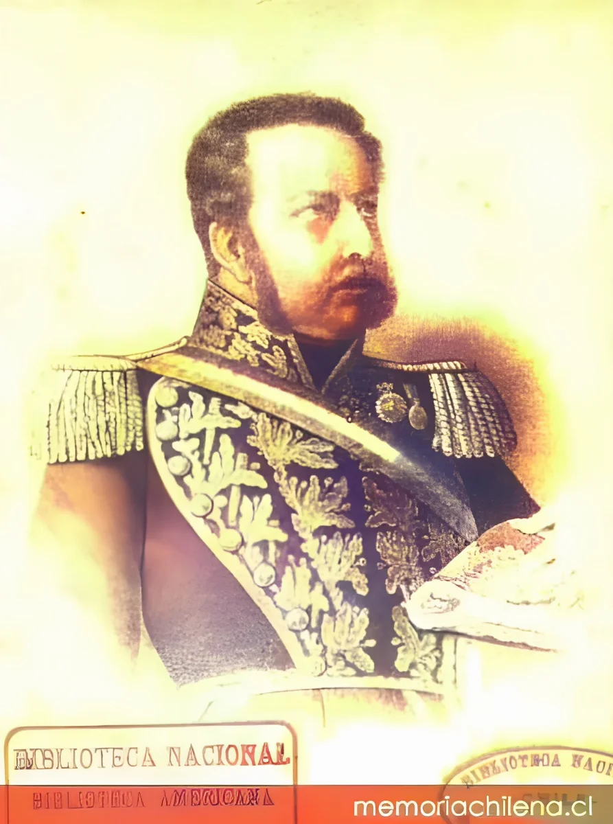 Manuel Bulnes, retrato de perfil con uniforme militar — 1799 | Chile de Ayer
