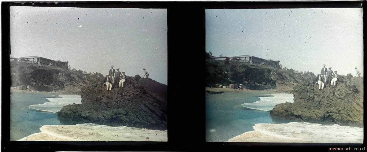 Grupo en una roca, Zapallar en el verano de 1905 — 1905 | Chile de Ayer