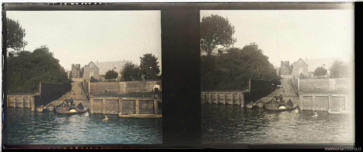 Una calle desde el Río Torreón, Valdivia, 1907 — 1907 | Chile de Ayer