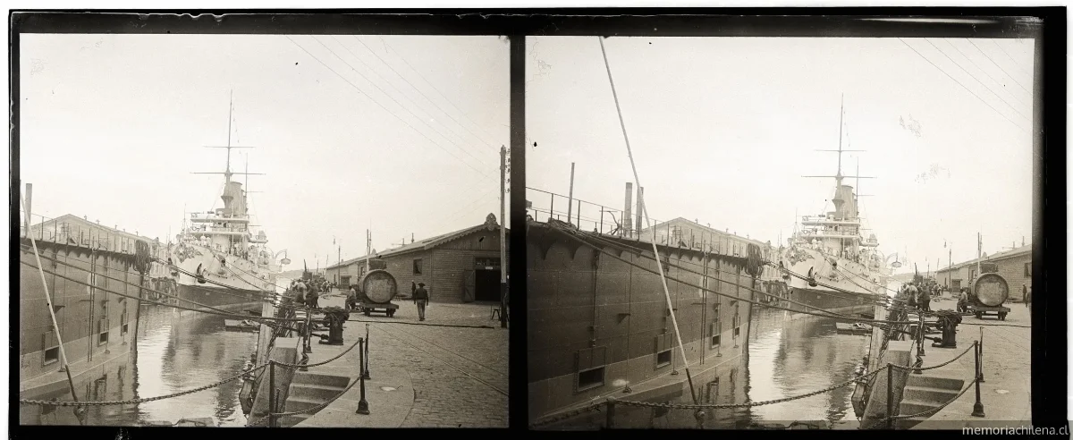 El O'Higgins en el dique, Talcahuano, 1907 — 1907 | Chile de Ayer
