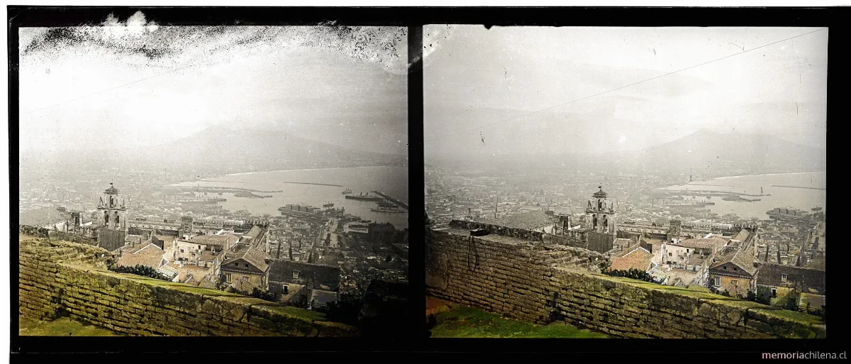 Vista de Nápoles y el Vesubio, Italia, marzo 1911 — 1911 | Chile de Ayer