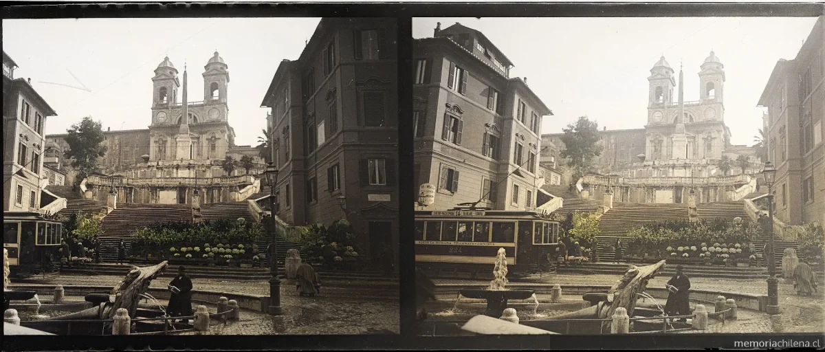 Plaza de España en Roma, Italia, abril 1911 — 1911 | Chile de Ayer