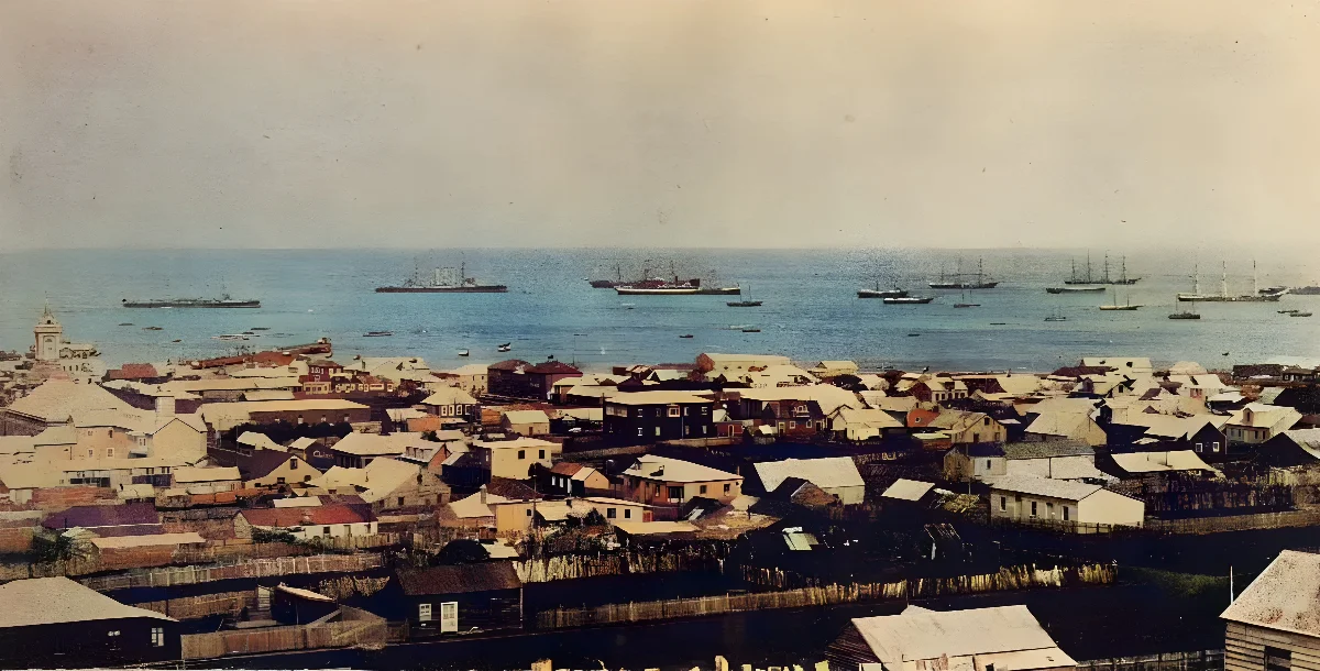 Vista de Punta Arenas, 1900 — 1900 | Chile de Ayer