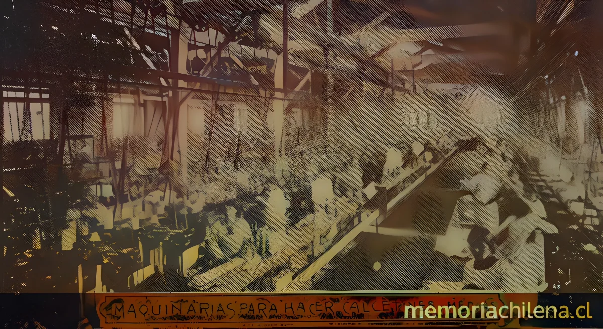 Máquina para hacer calcetines y medias, 1920 — 1920 | Chile de Ayer