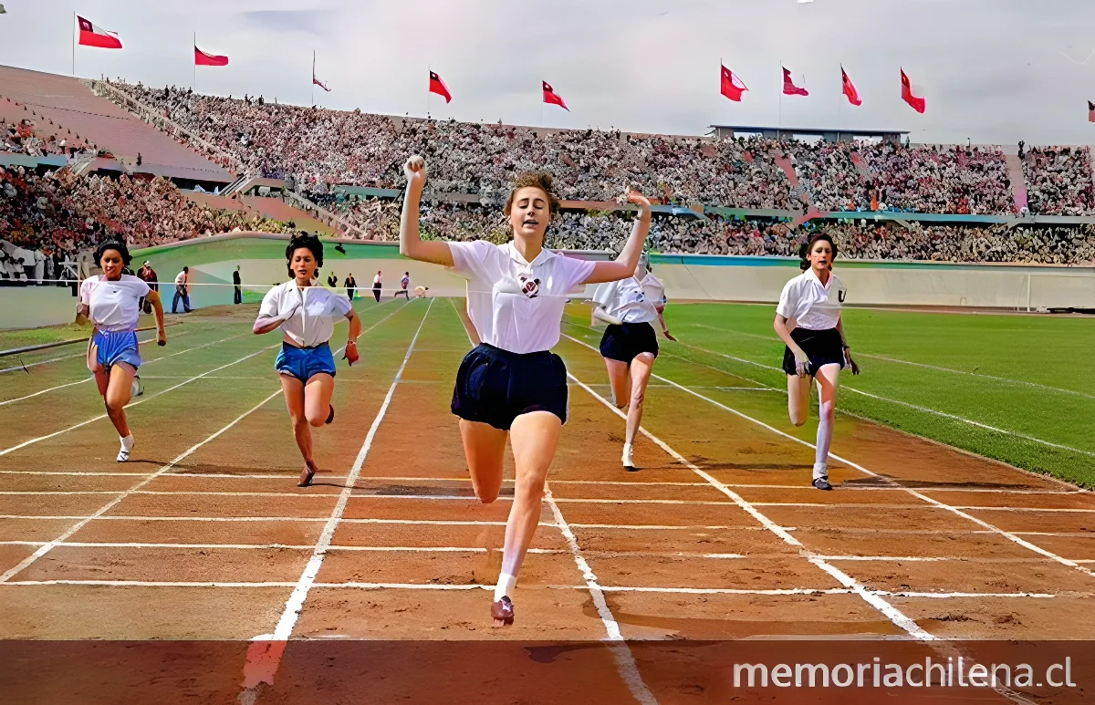 Competencia de damas en el 8º aniversario del Estadio Nacional, 1946 — 1946 | Chile de Ayer