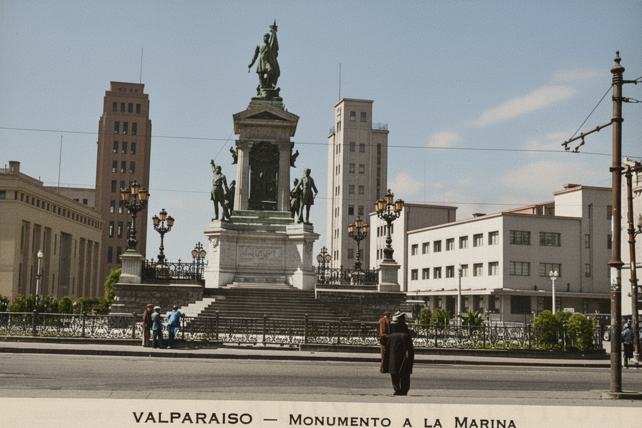 Monumento a la marina, Valparaíso, 1940 — 1940 | Chile de Ayer