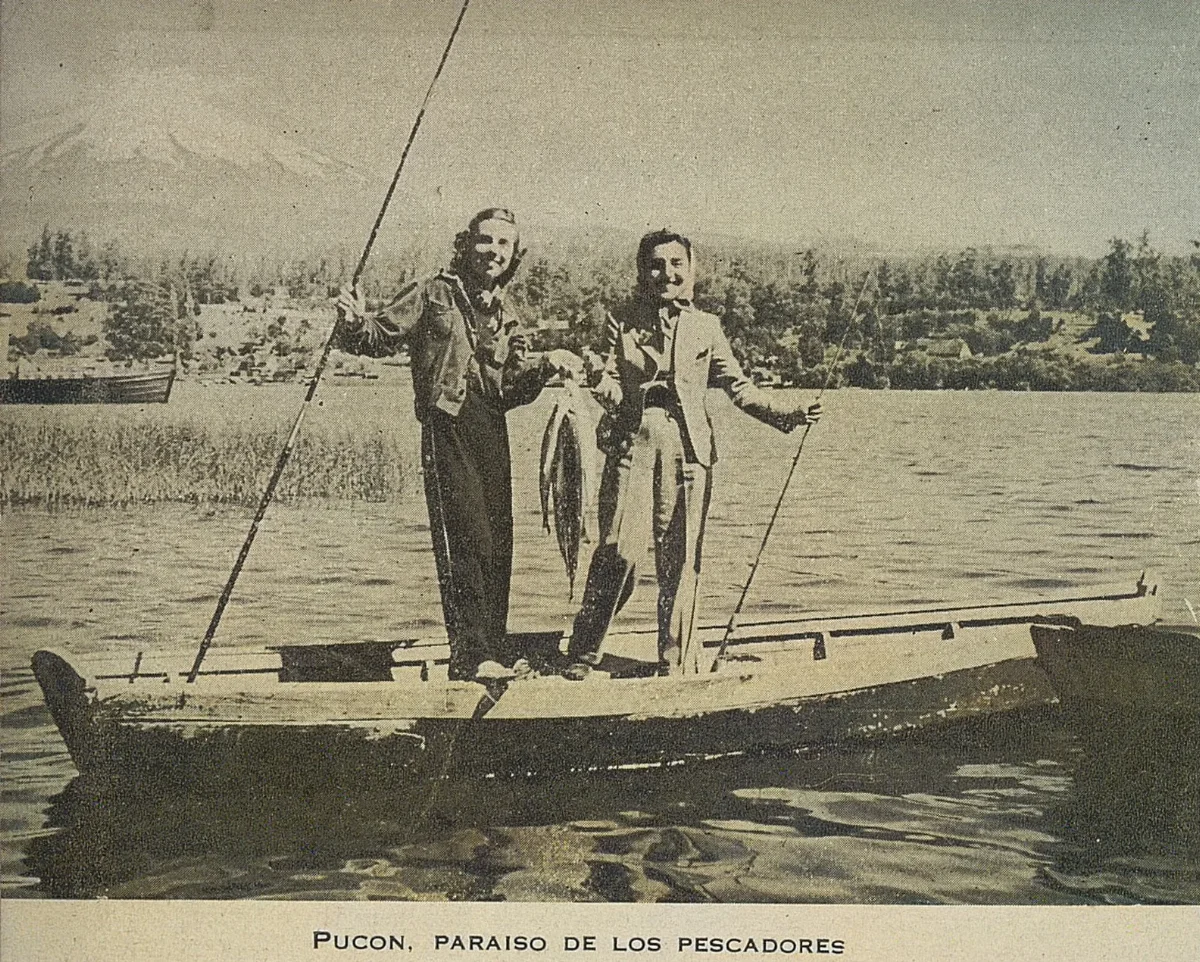 Pucón, paraíso de los pescadores, 1942 — 1942 | Chile de Ayer