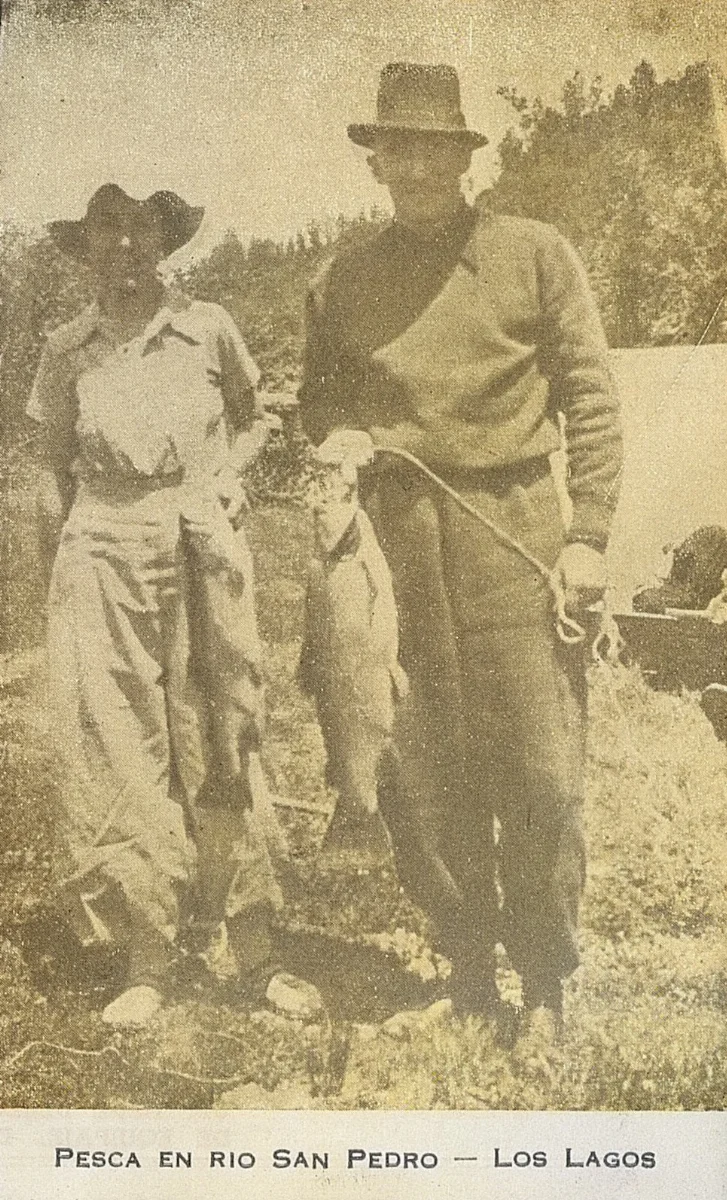 Pesca en Río San Pedro, Los Lagos, 1945 — 1945 | Chile de Ayer