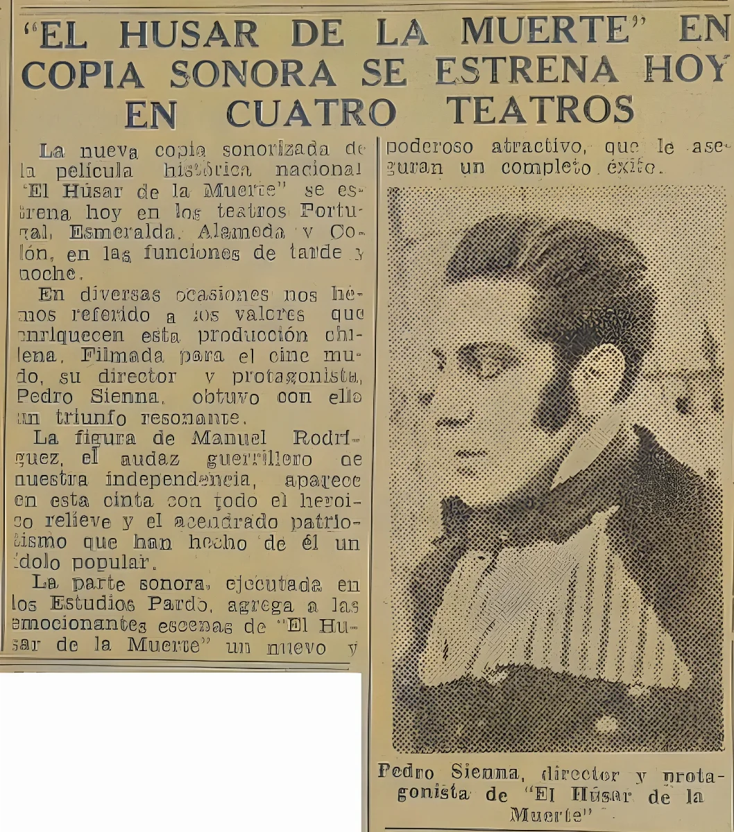 Pedro Sienna, director de El Húsar de la Muerte, 1942 — aprox. 1942 | Chile de Ayer