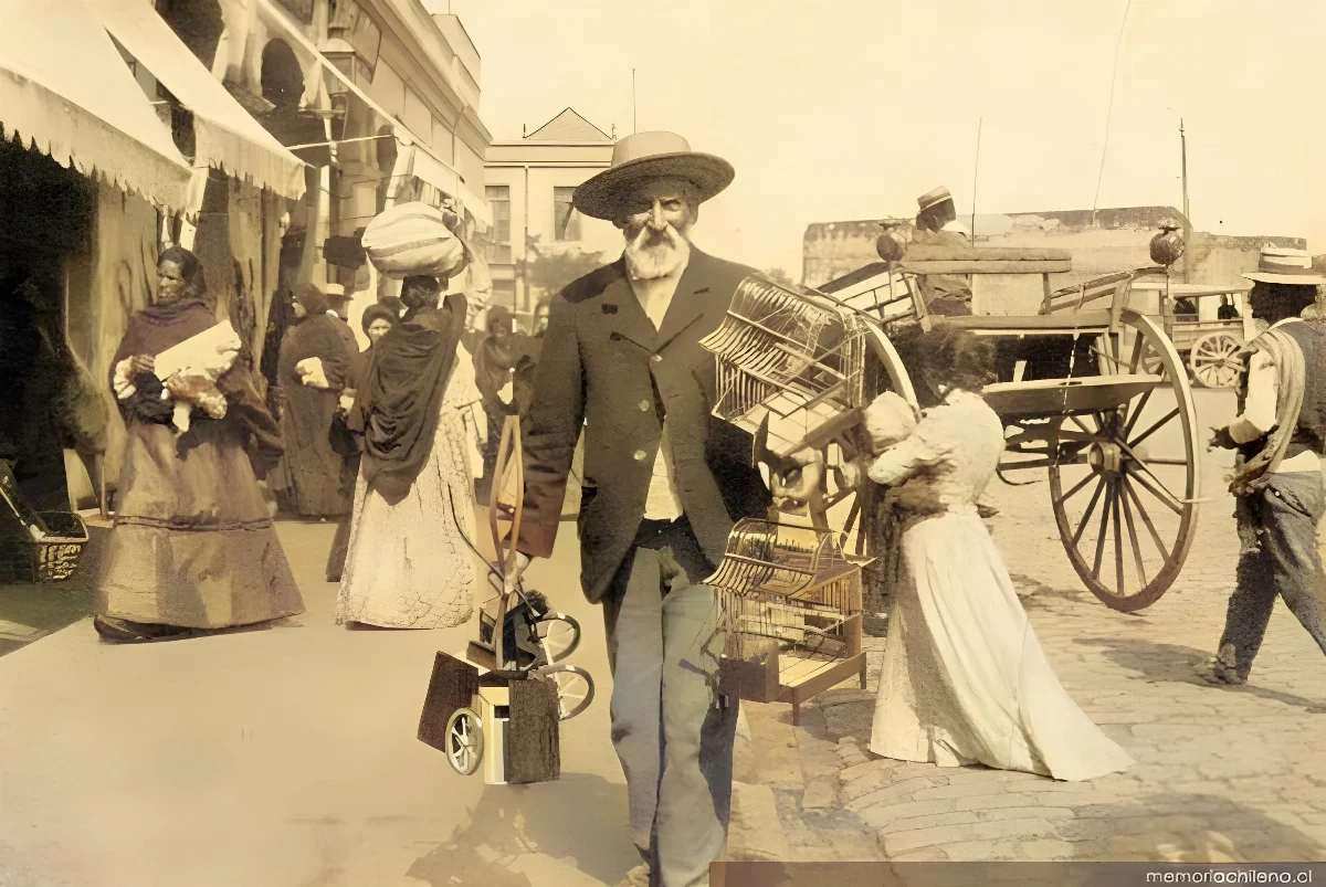 Vendedor de jaulas, hacia 1910 — 1910 | Chile de Ayer