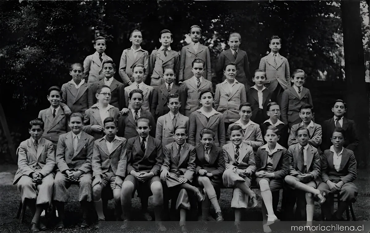 Joaquín Edwards Bello junto a sus compañeros de colegio, hacia 1899 — 1899 | Chile de Ayer