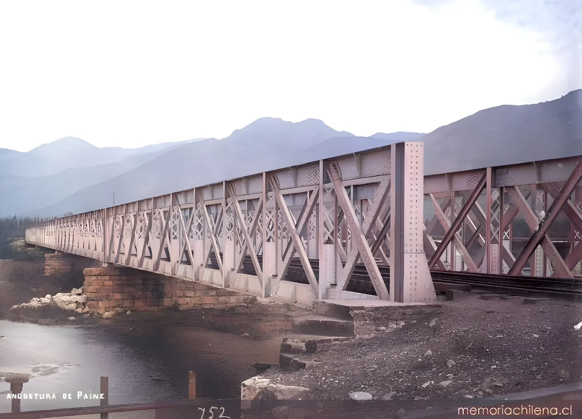 Puente ferroviario en Angostura de Paine, hacia 1910 — 1910 | Chile de Ayer