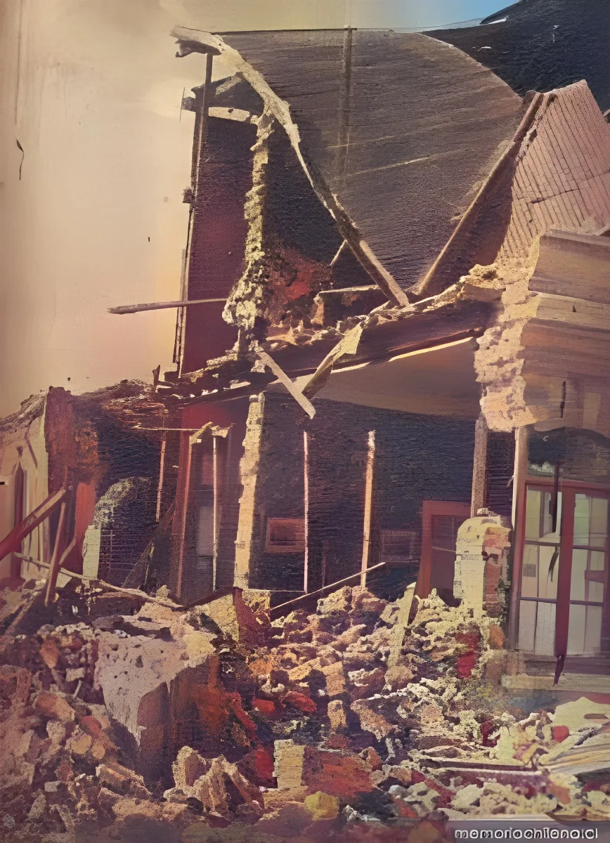 Casa de Concepción reducida a escombros tras el terremoto de 1939 — 1939 | Chile de Ayer