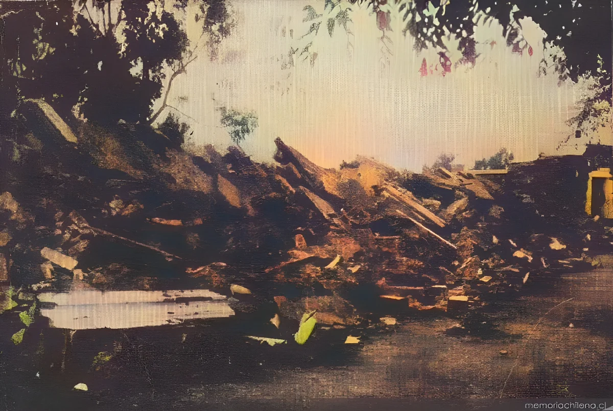 Consecuencias del terremoto de Talca: nicho derrumbado, 1928 — 1928 | Chile de Ayer