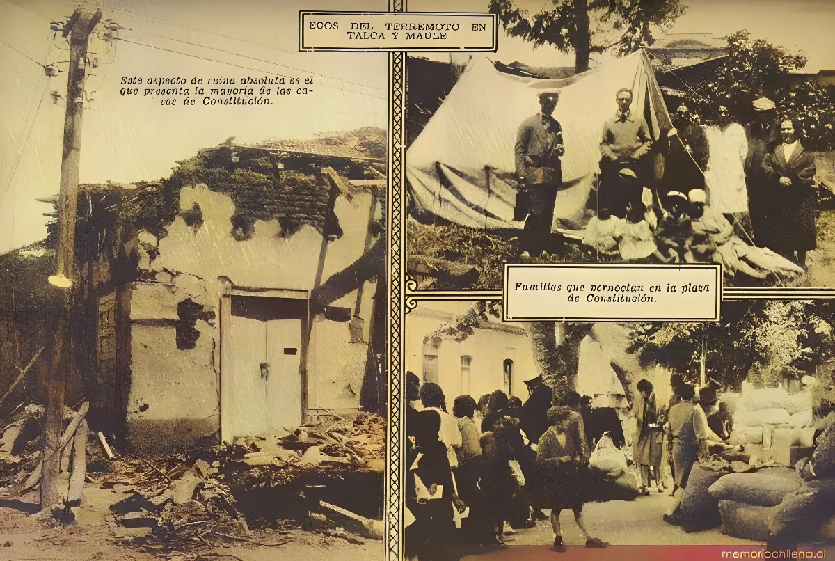 Ecos del terremoto en Talca y Maule: daños y escombros en Constitución, 1928 — 1928 | Chile de Ayer