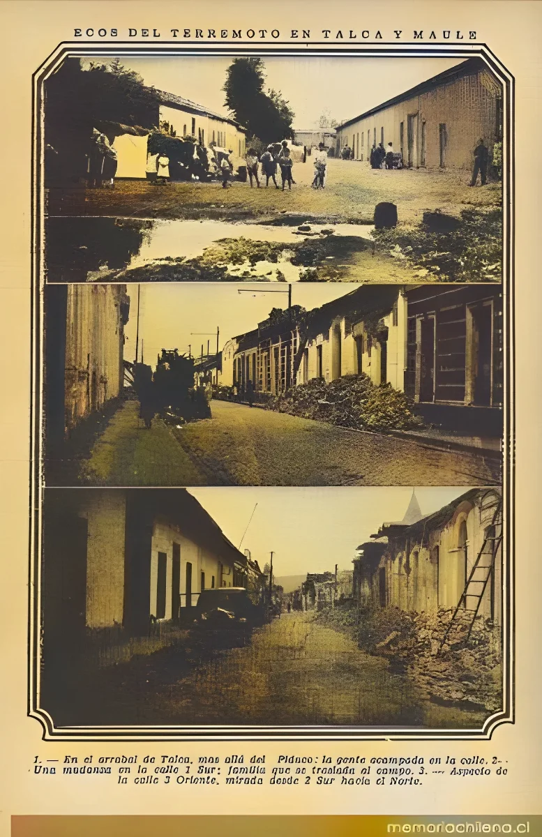 Consecuencias del terremoto de Talca: el arrabal y calles 1 Sur y 3 Oriente, 1928 — 1928 | Chile de Ayer