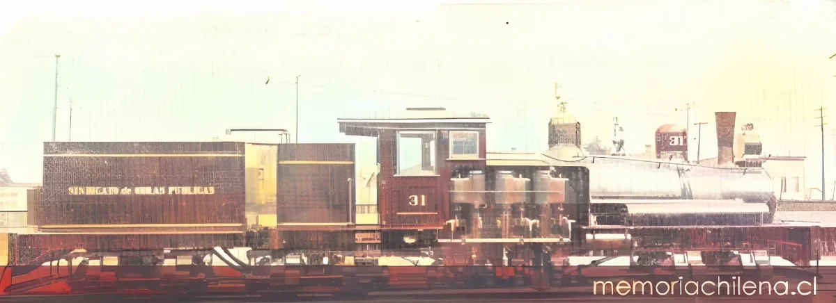 Ferrocarril de Arica a La Paz: locomotora Shay número 31 de 70 toneladas adherencia total usada en la construcción, hacia 1913 — 1913 | Chile de Ayer