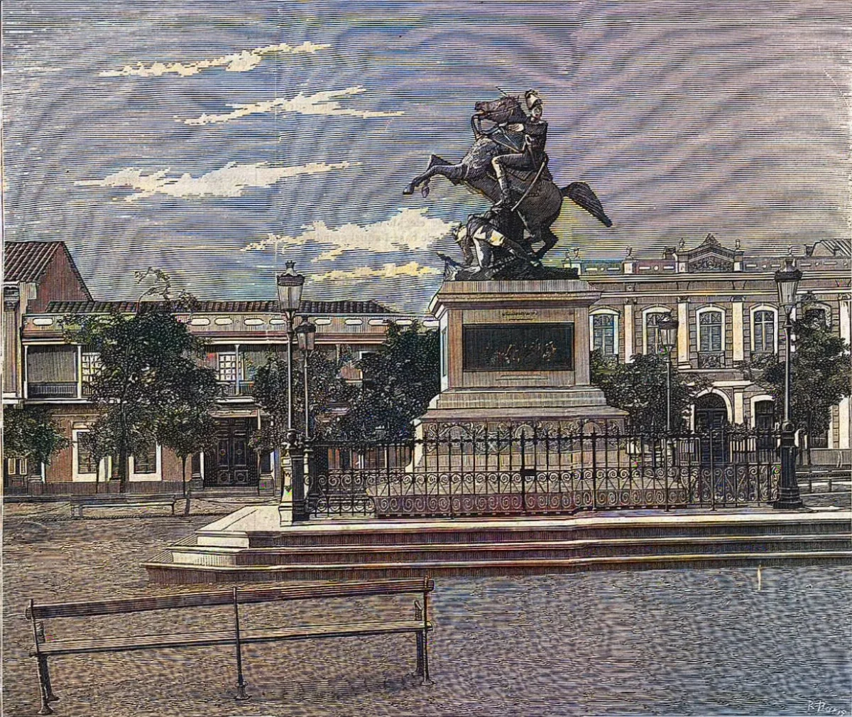 Estatua de Bernardo O´Higgins en la Alameda de Santiago de Chile (1879) — aprox. 1879–1930 | Chile de Ayer